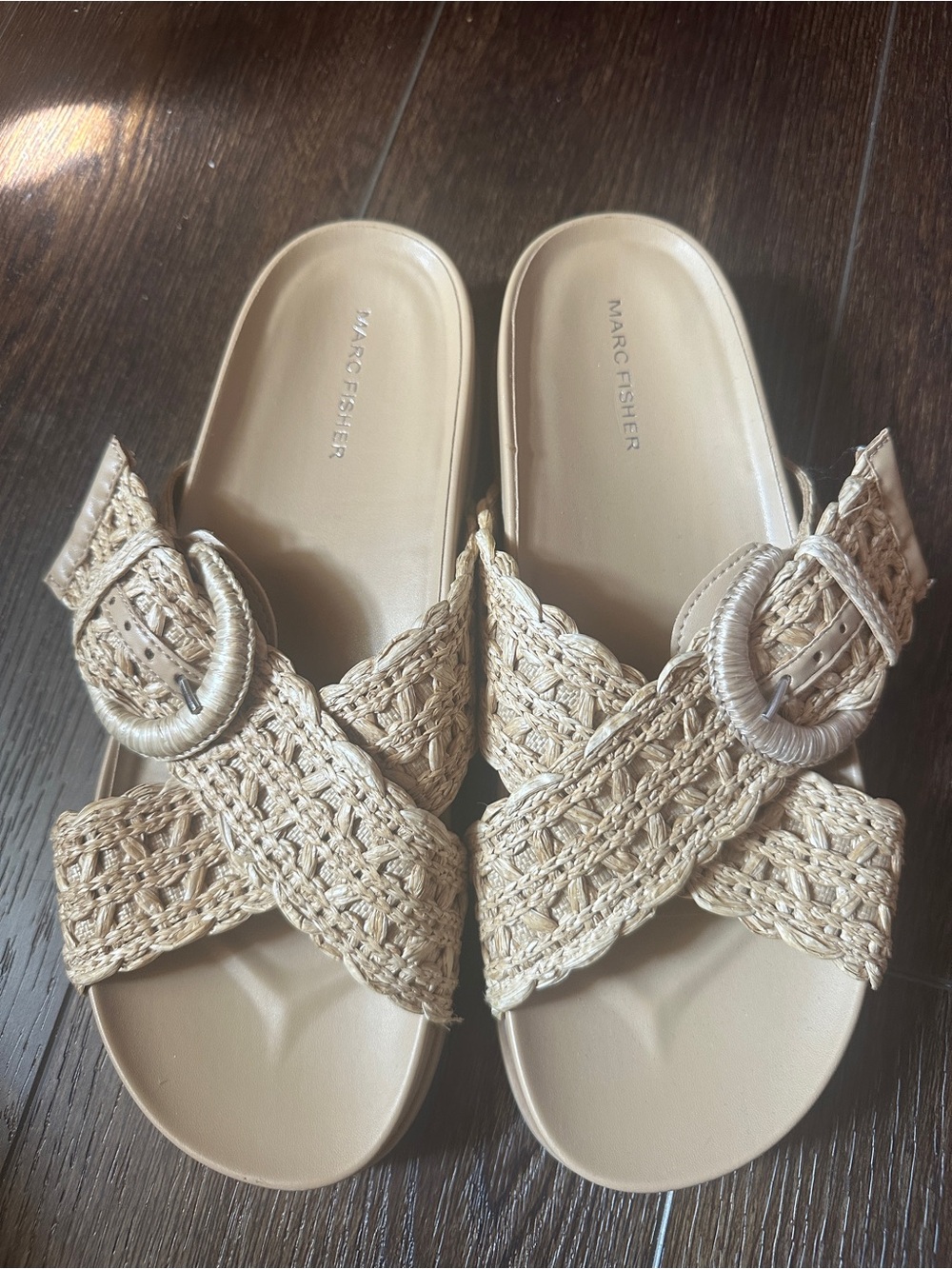 Marc Fisher Welty Slide Sandals in Medium Natural
